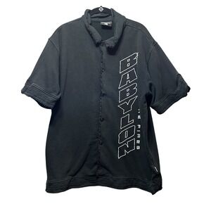 Babylon LA Shirt XL Mens‎ Short Sleeve Button Up Black We Light The Fires